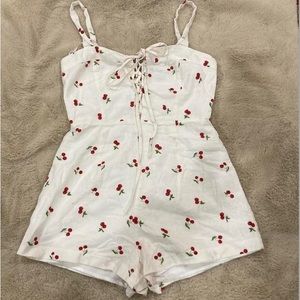 Forever 21 Cherry Print Linen Romper